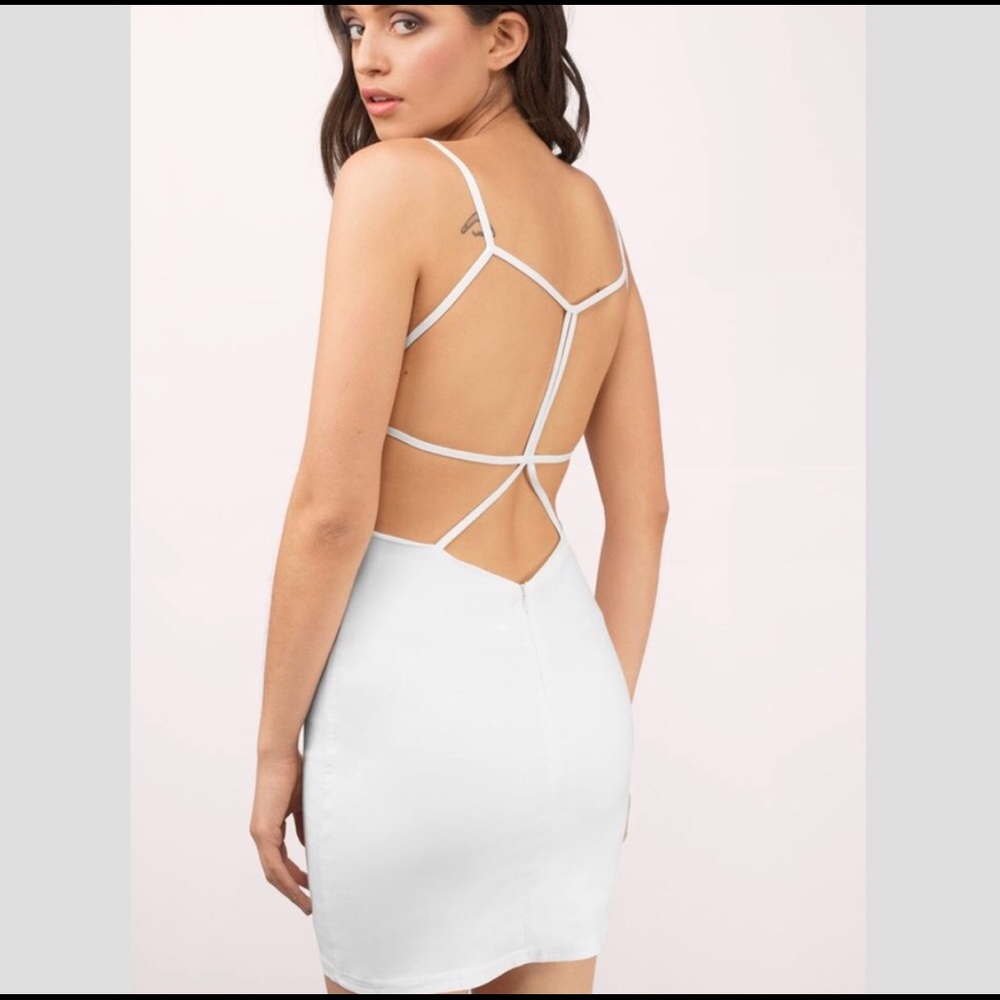 White body-con dress open back mini dress